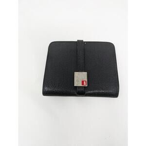 Bally Black Leather Bifold with Wrap Around Snap Closure Credit Card Coin